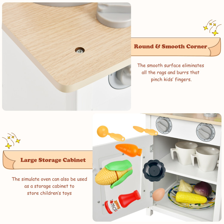 Wooden Pretend Play Kitchen Set for Kids with Accessories and SinkCostway Gallery View 12 of 12