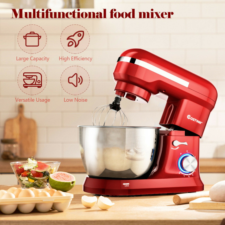 4.8 Qt 8-speed Electric Food Mixer with Dough Hook Beater-RedCostway Gallery View 2 of 15
