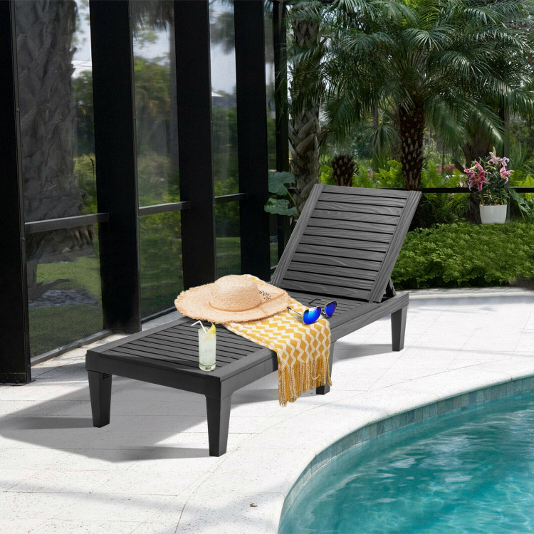 Outdoor Recliner Chair with 5-Position Adjustable Backrest-BlackCostway Gallery View 7 of 12