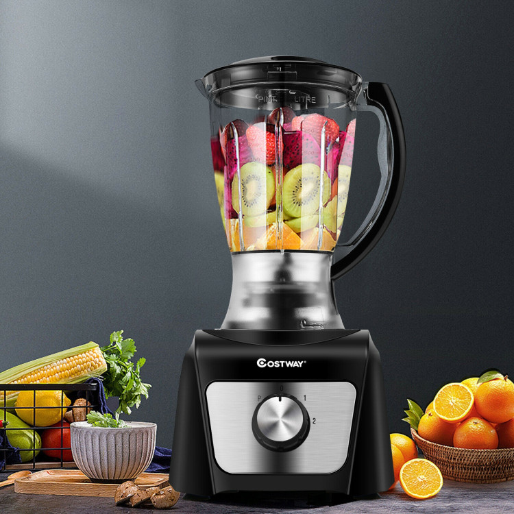 8 Cup Food Processor 500W Variable Speed Blender Chopper with 3 BladesCostway Gallery View 7 of 12