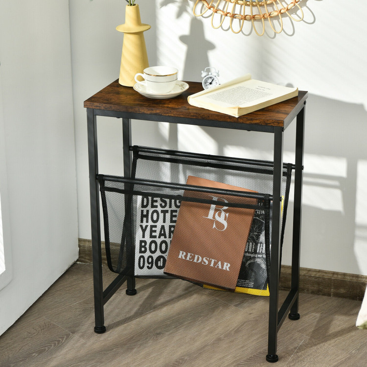 Narrow End Table with Magazine Holder Sling for Small SpaceCostway Gallery View 7 of 12