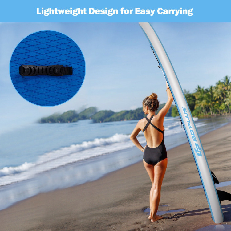 10 Feet Inflatable Stand Up Paddle Board with Adjustable Paddle PumpCostway Gallery View 9 of 12