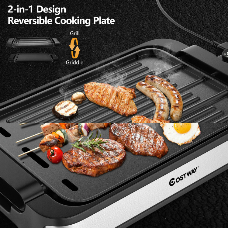 1500W Smokeless Indoor Grill Electric Griddle with Non-stick Cooking PlateCostway Gallery View 8 of 12
