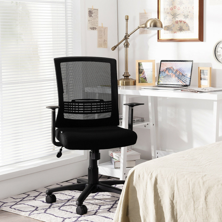 Adjustable Mid Back Mesh Office Chair with Lumbar SupportCostway Gallery View 2 of 11