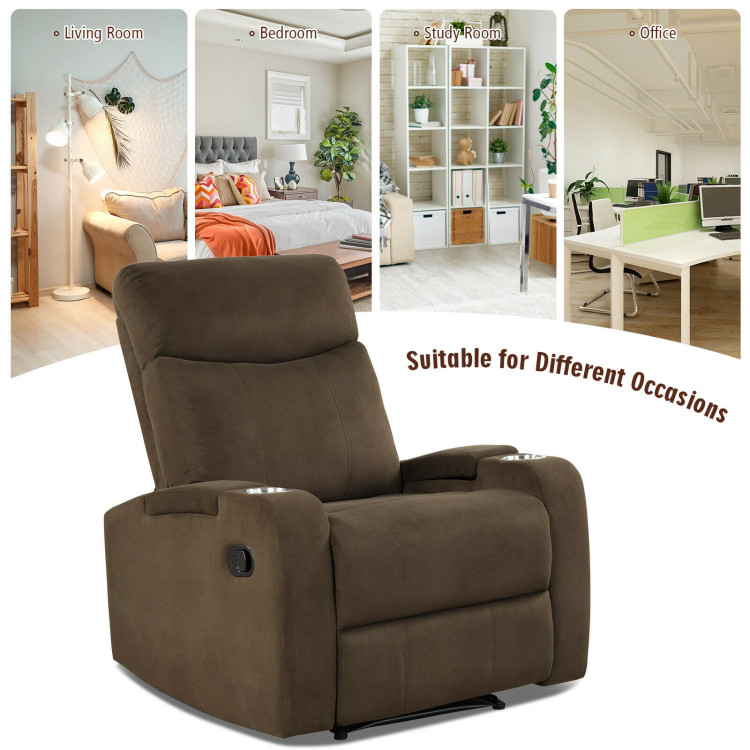 Recliner Chair Single Sofa Lounger with Arm Storage and Cup Holder for Living Room-CoffeeCostway Gallery View 10 of 12