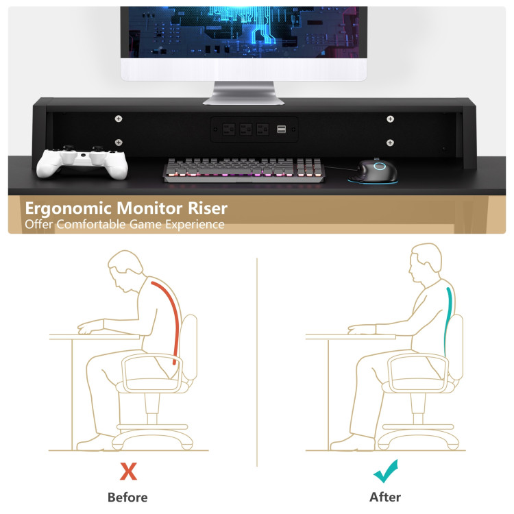 All-in-One Professional Gaming Desk with Cup and Headphone HolderCostway Gallery View 10 of 12