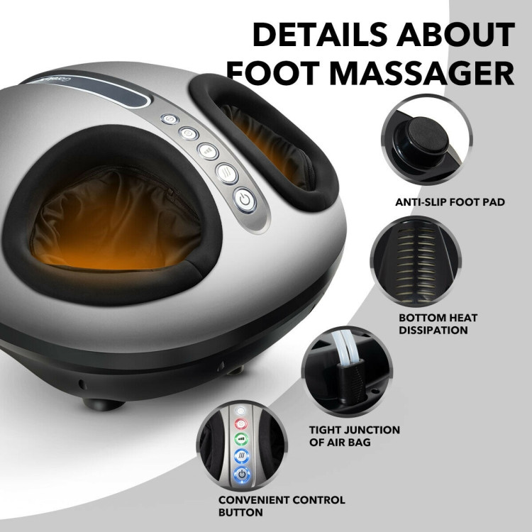 Foot Massager Machine with Heat and Calf Air Bag-BlackCostway Gallery View 5 of 12