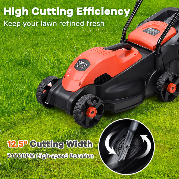 14 Inch Electric Push Lawn Corded Mower with Grass BagCostway Gallery View 9 of 24