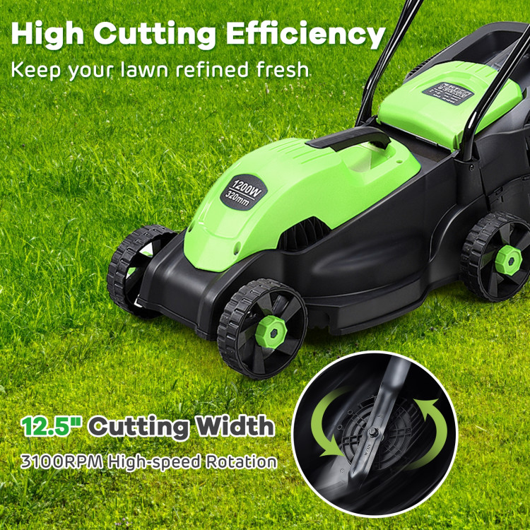 14 Inch Electric Push Lawn Corded Mower with Grass BagCostway Gallery View 19 of 24
