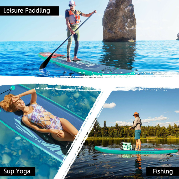 10 Feet Inflatable Stand Up Paddle Board with Backpack Leash Aluminum Paddle-MCostway Gallery View 12 of 12