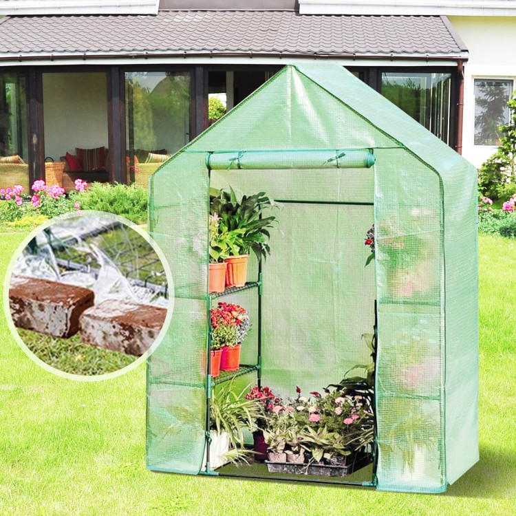 Portable 4 Tier Walk-in Plant Greenhouse with 8 ShelvesCostway Gallery View 7 of 12