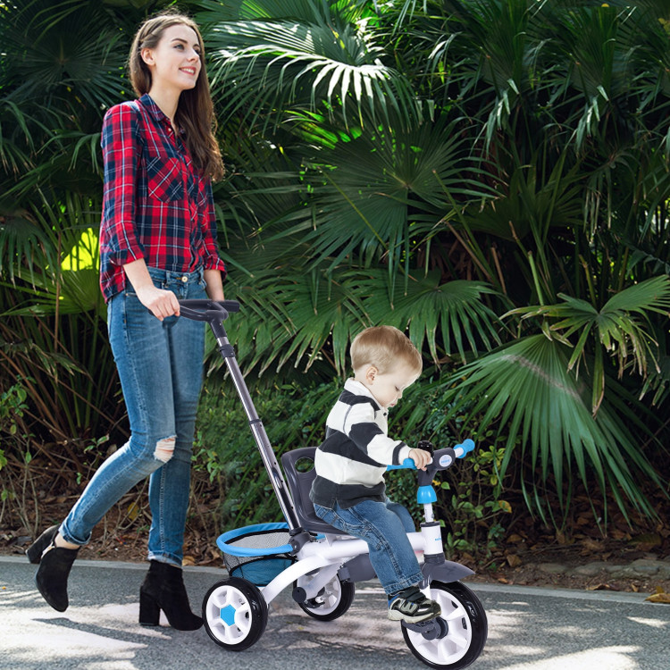 4-in-1 Detachable Baby Stroller Tricycle with Round Canopy -BlueCostway Gallery View 6 of 11