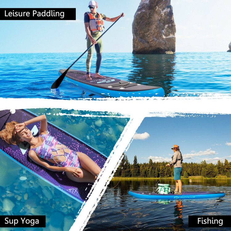 11 Feet Inflatable Stand Up Paddle Board Surfboard with Bag Aluminum Paddle Pump-MCostway Gallery View 3 of 12