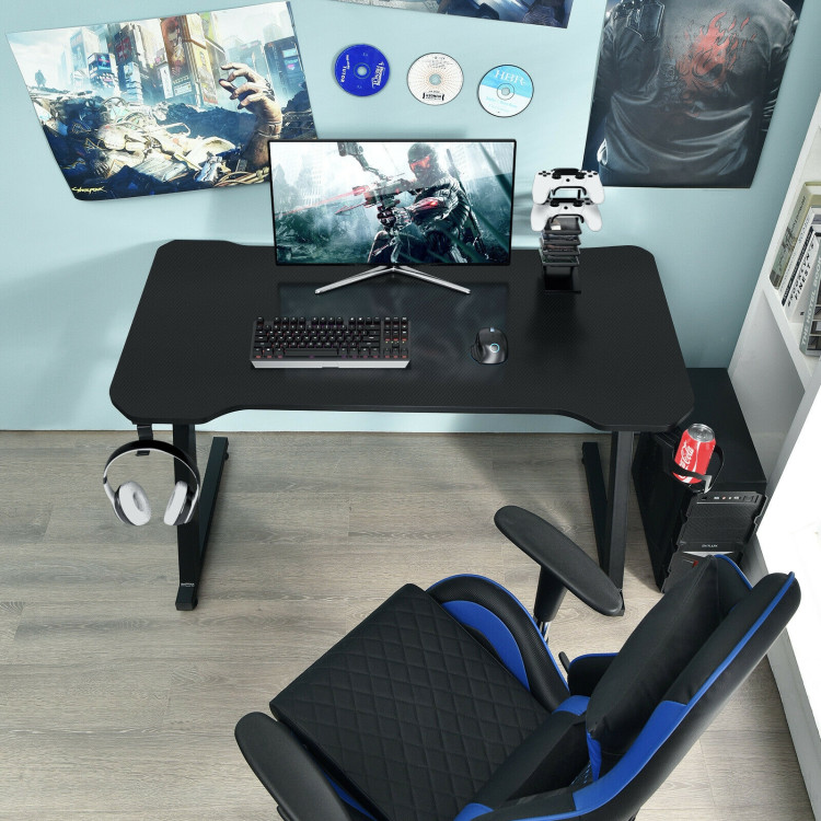 Gaming Desk Z-Shaped Computer Office Table with Gaming Handle RackCostway Gallery View 8 of 12