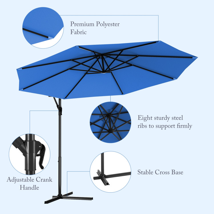 10 Feet Patio Outdoor Sunshade Hanging Umbrella without Weight BaseCostway Gallery View 29 of 40