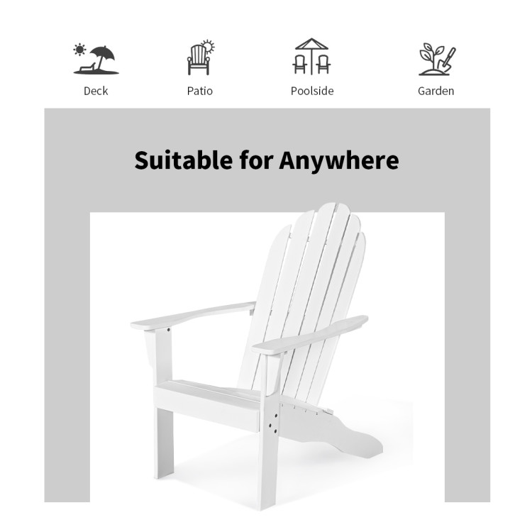 Wooden Outdoor Lounge Chair with Ergonomic Design for Yard and Garden-WhiteCostway Gallery View 14 of 18