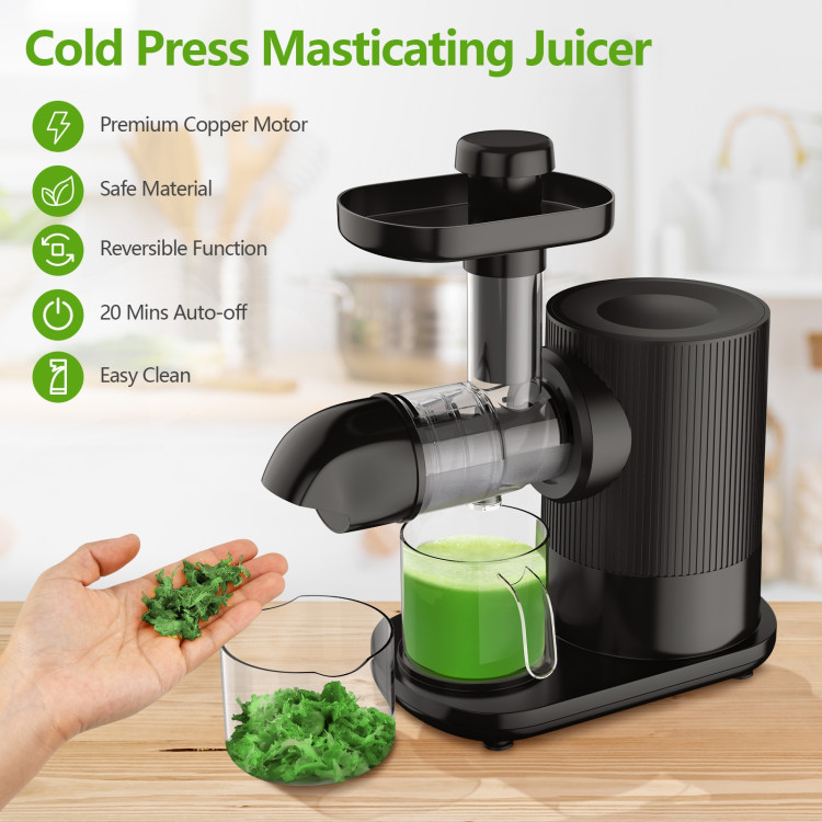 Horizontal Slow Masticating Extractor Juicer with Brush-BlackCostway Gallery View 5 of 12