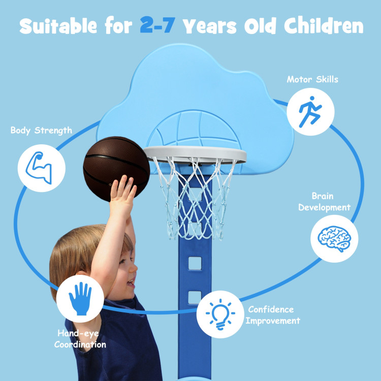 3-in-1 Kids Basketball Hoop Set with Balls-BlueCostway Gallery View 7 of 12