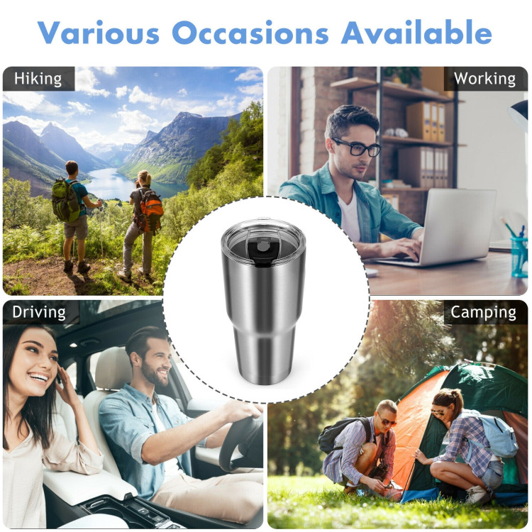 30oz Stainless Steel Tumbler Cup Double Wall Vacuum Insulated Mug with LidCostway Gallery View 3 of 12