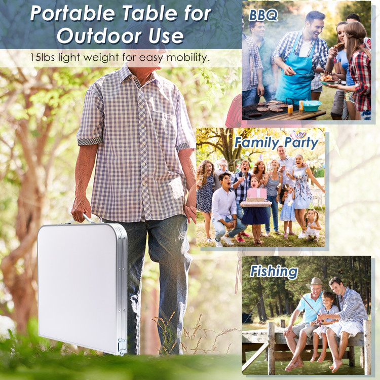 Height Adjustable Folding Camping  Table-BlueCostway Gallery View 10 of 12