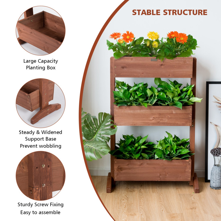 3-Tier Raised Garden Bed with Detachable Ladder and Adjustable ShelfCostway Gallery View 3 of 11