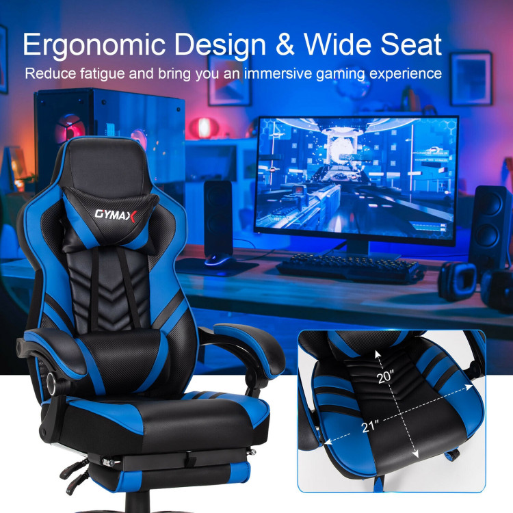 Adjustable Gaming Chair with Footrest for Home Office-BlueCostway Gallery View 3 of 12