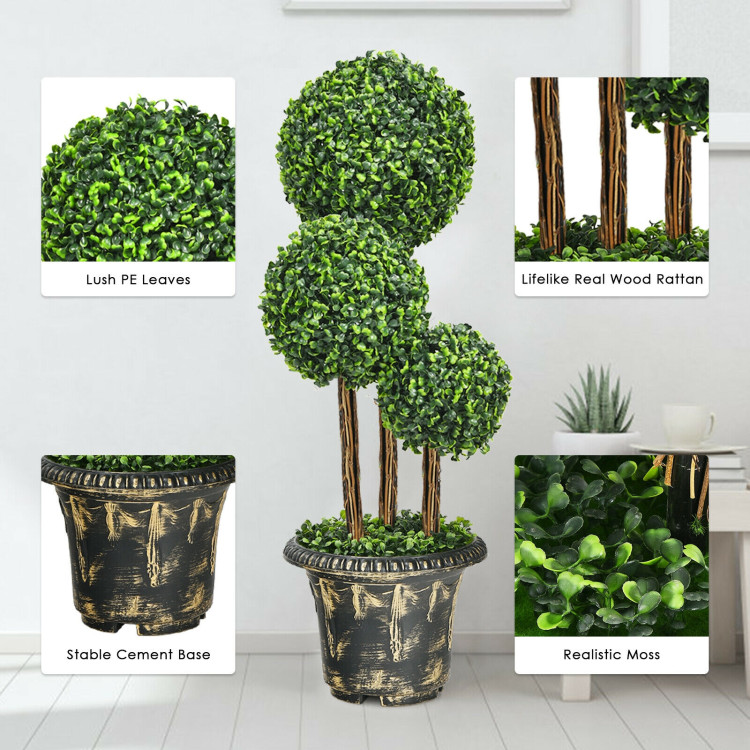 36-Inch Artificial Topiary Triple Ball Tree for Indoor and OutdoorCostway Gallery View 12 of 12