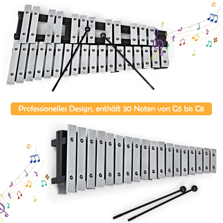 Foldable Aluminum Glockenspiel Xylophone 30 Note with BagCostway Gallery View 2 of 15