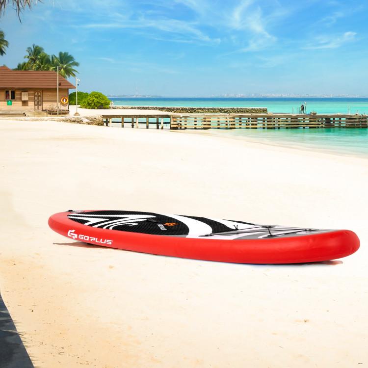 10' Inflatable Stand up Adjustable Fin Paddle Surfboard with BagCostway Gallery View 6 of 12