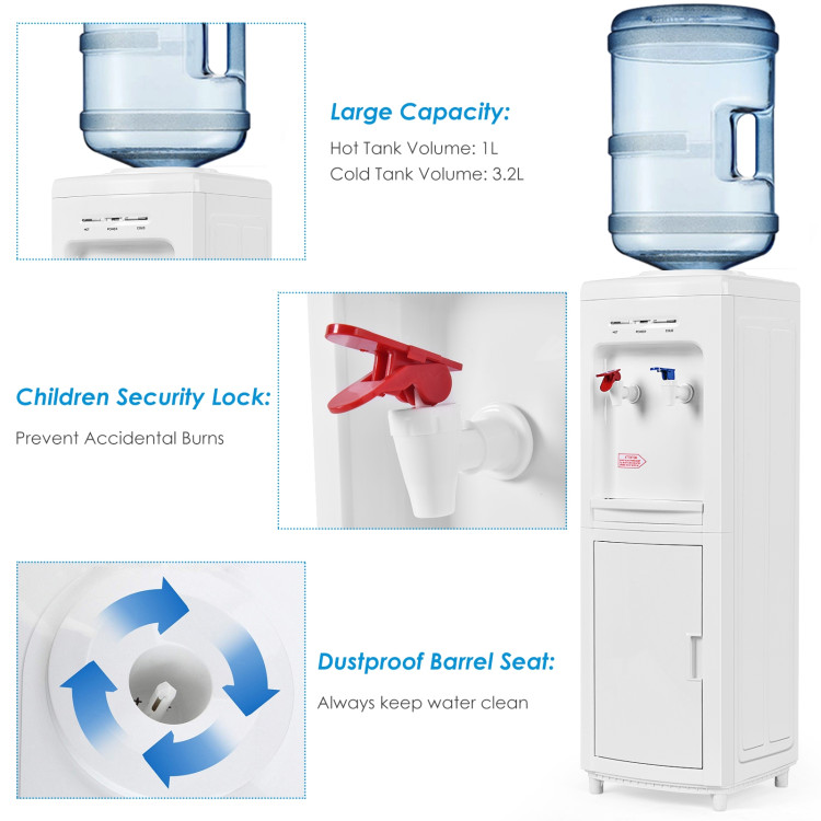 5 Gallons Hot and Cold Water Cooler Dispenser with Child Safety LockCostway Gallery View 10 of 10