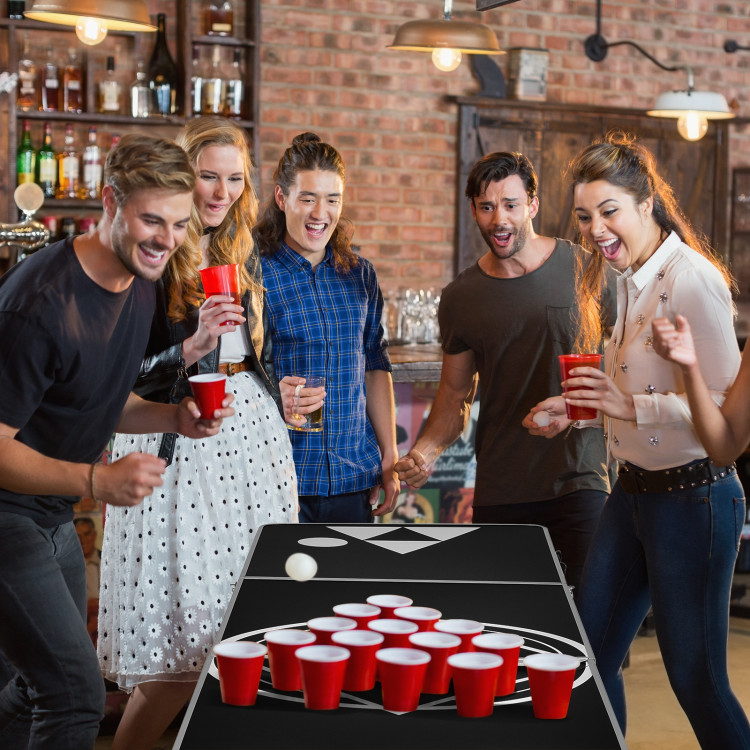 8 Feet Portable Party Drinking Game TableCostway Gallery View 8 of 13
