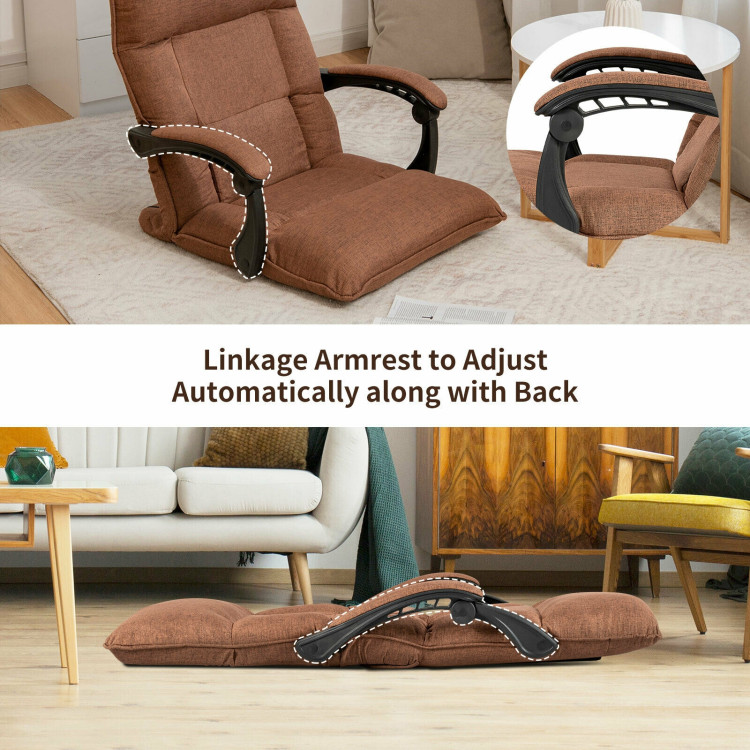 14-Position Adjusting Lazy Sofa Chair with Waist Pillow and Armrests-CoffeeCostway Gallery View 10 of 12