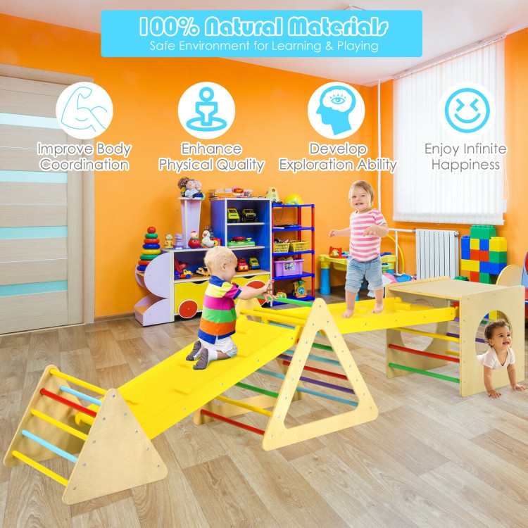 5-in-1 Toddling Kids Climbing Triangle and Cube Playing SetCostway Gallery View 2 of 12