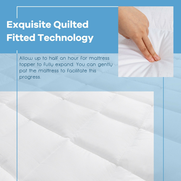 Mattress Pad Cover Padded Topper Soft Quilted Fitted Deep Pocket-King Size  - Furniture - Bedroom - Mattresses - - Costway