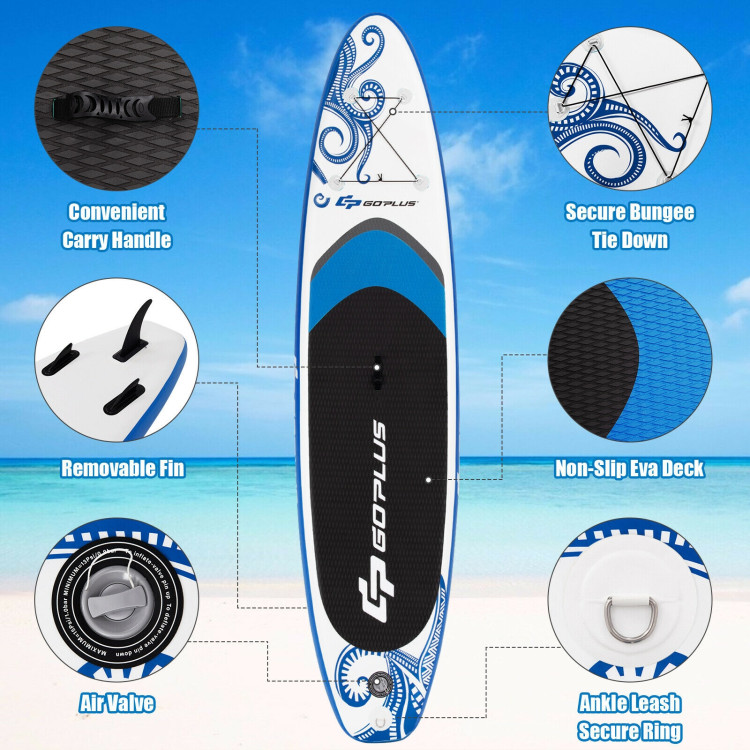 10.6-Feet Inflatable Adjustable Paddle Board with Carry BagCostway Gallery View 7 of 10