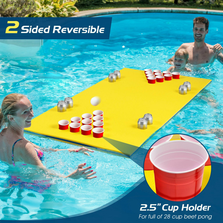 5.5 Feet x 35.5 inch 3-Layer Multi-Purpose Floating Beer Pong Table-YellowCostway Gallery View 8 of 10
