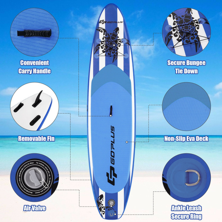 10.6 Feet Inflatable Adjustable Paddle Board with Carry BagCostway Gallery View 12 of 12