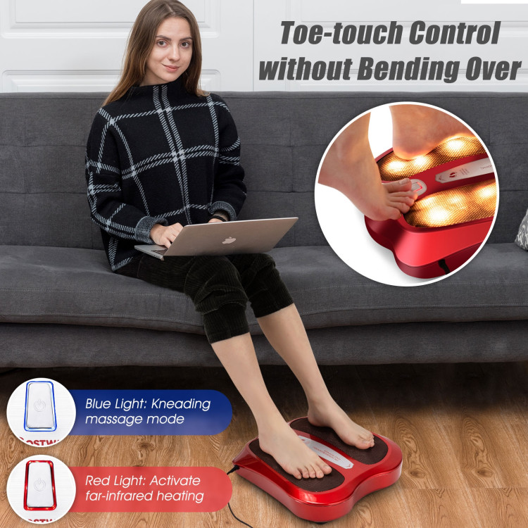 Shiatsu Heated Electric Kneading Foot and Back Massager-RedCostway Gallery View 2 of 12