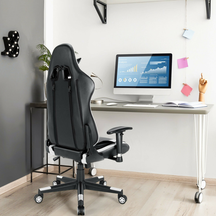 Gaming Chair Adjustable Swivel Racing Style Computer Office Chair-WhiteCostway Gallery View 7 of 12