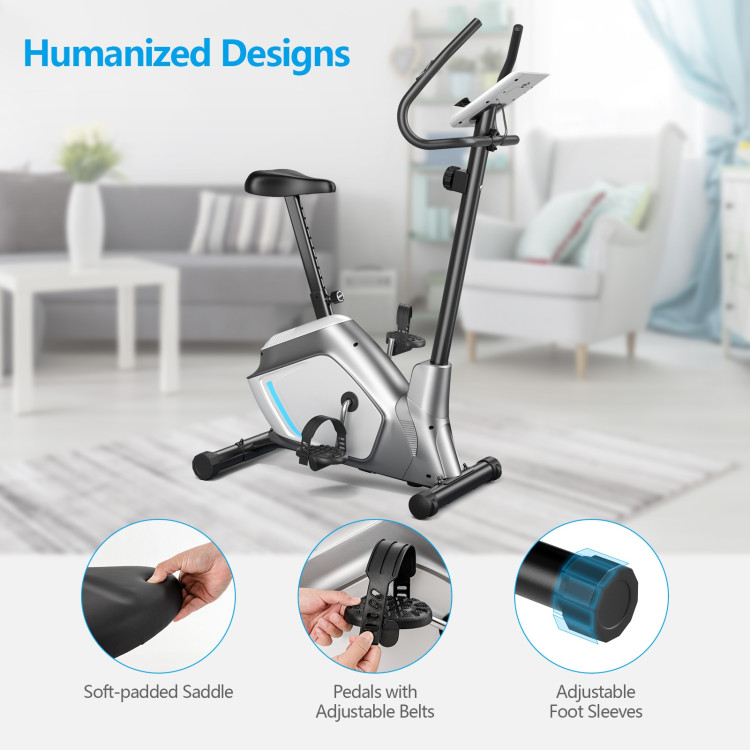 Magnetic Stationary Upright Exercise Bike with LCD Monitor and Pulse SensorCostway Gallery View 7 of 12