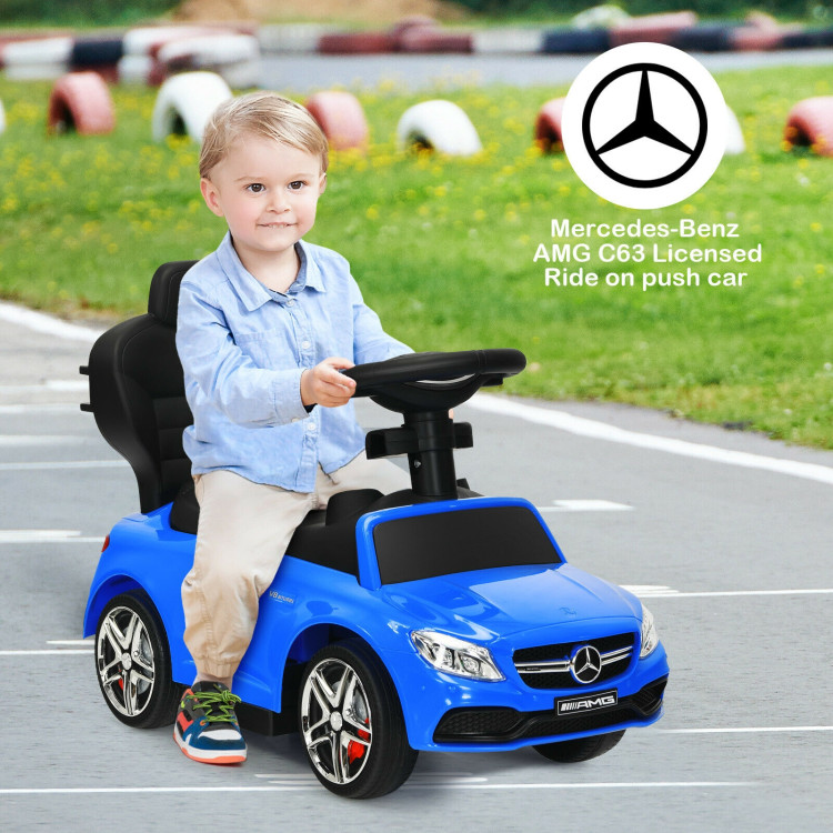 3-in-1 Mercedes Benz Ride-on Toddler Sliding Car-BlueCostway Gallery View 3 of 13