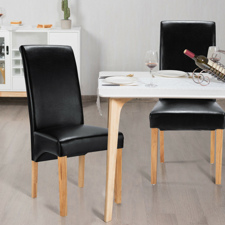 2 Pieces Dining Chairs Set with Rubber Wood Legs-BlackCostway Gallery View 6 of 12