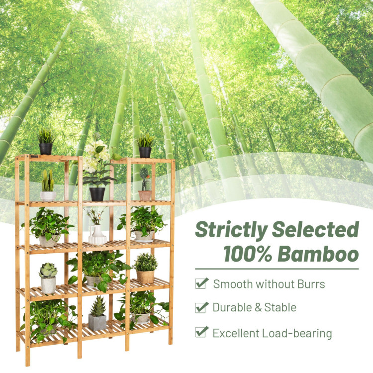 Multifunctional Bamboo Shelf Flower Plant Display StandCostway Gallery View 12 of 12