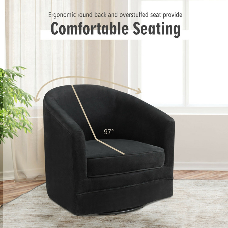 Assembly Accent Chair with 360-Degree Swivel Metal Base for Living RoomCostway Gallery View 3 of 10