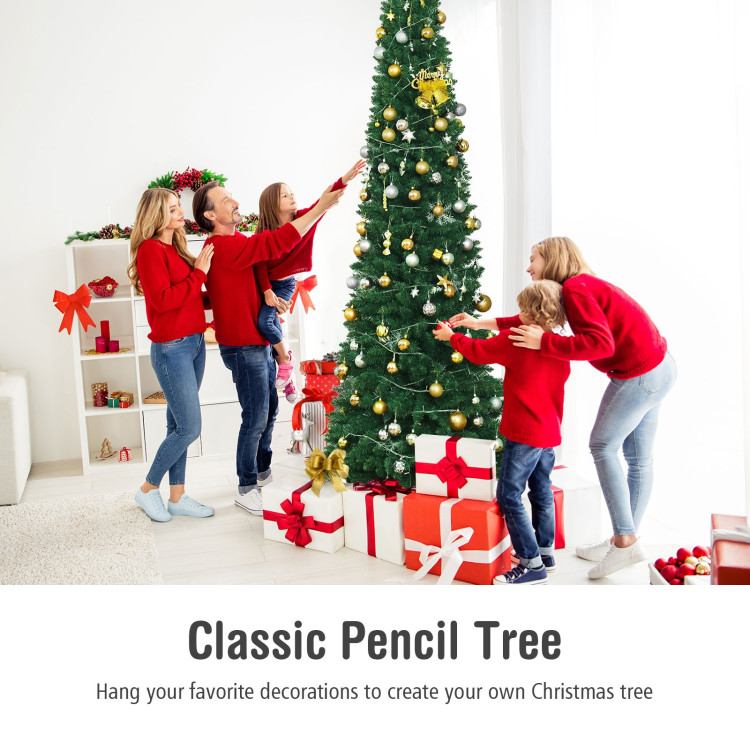 PVC Artificial Slim Pencil Christmas Tree-9 FeetCostway Gallery View 3 of 9