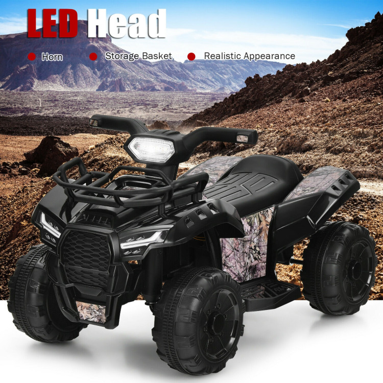 6V Kids ATV Quad Electric Ride On Car with LED Light and MP3-BlackCostway Gallery View 5 of 12