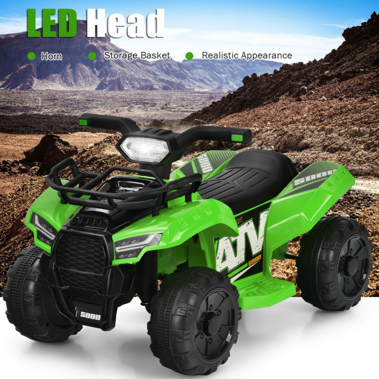 6V Kids ATV Quad Electric Ride On Car with LED Light and MP3-GreenCostway Gallery View 5 of 11
