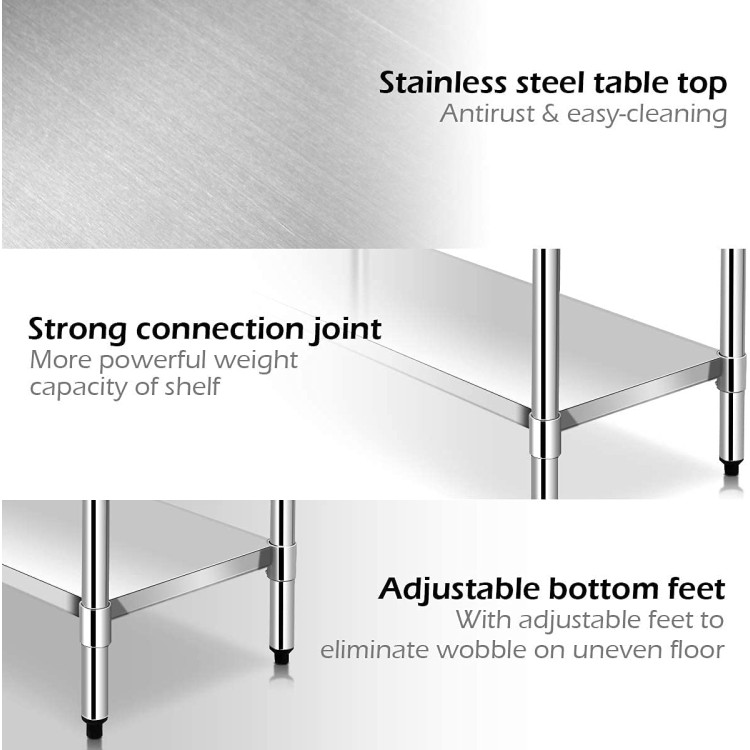 24 x 36 Inch Stainless Steel Commercial Kitchen Food Prep TableCostway Gallery View 9 of 9