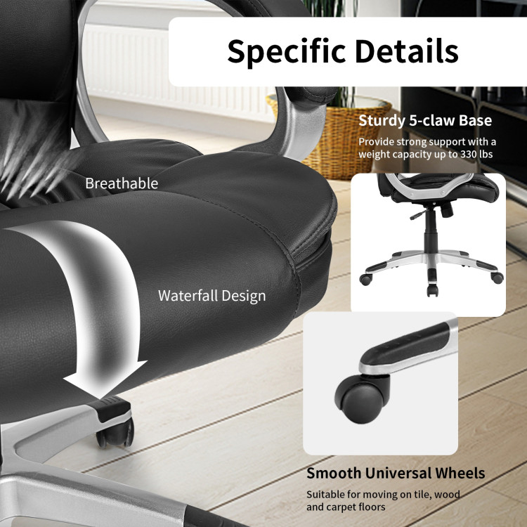 Ergonomic Office High Back Leather Adjustable Chair -BlackCostway Gallery View 10 of 10