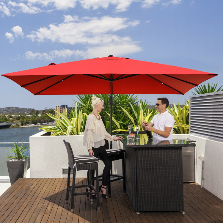 10 x 13 Feet Rectangular Cantilever Umbrella with 360° Rotation Function-RedCostway Gallery View 6 of 12